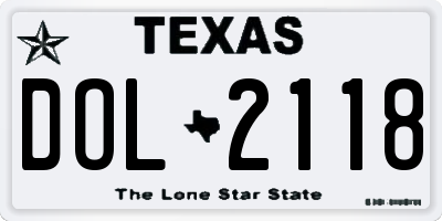 TX license plate DOL2118