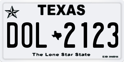 TX license plate DOL2123