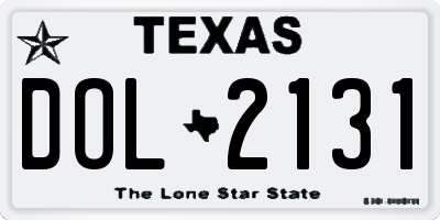 TX license plate DOL2131