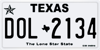 TX license plate DOL2134