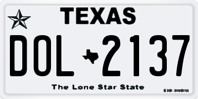 TX license plate DOL2137