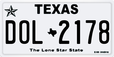 TX license plate DOL2178