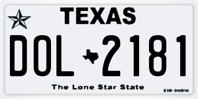 TX license plate DOL2181