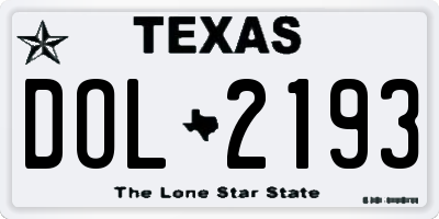 TX license plate DOL2193