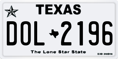TX license plate DOL2196