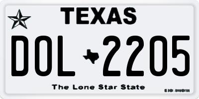 TX license plate DOL2205
