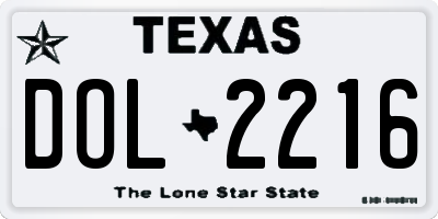 TX license plate DOL2216