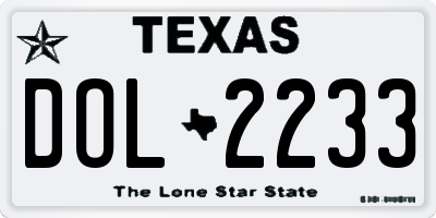 TX license plate DOL2233