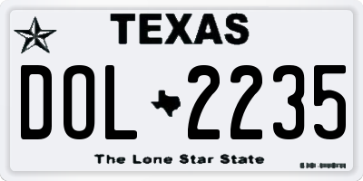 TX license plate DOL2235