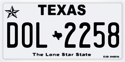 TX license plate DOL2258