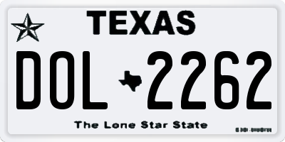 TX license plate DOL2262