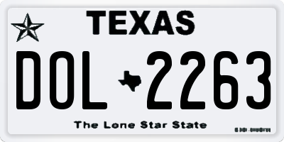 TX license plate DOL2263