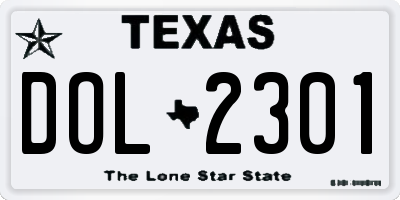 TX license plate DOL2301