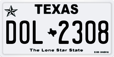 TX license plate DOL2308