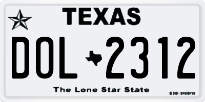 TX license plate DOL2312