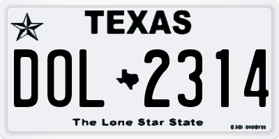 TX license plate DOL2314