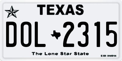 TX license plate DOL2315