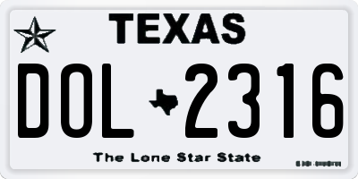 TX license plate DOL2316