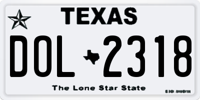 TX license plate DOL2318