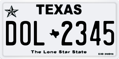 TX license plate DOL2345