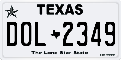 TX license plate DOL2349