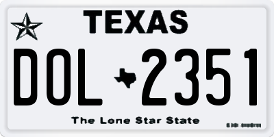 TX license plate DOL2351