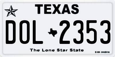 TX license plate DOL2353