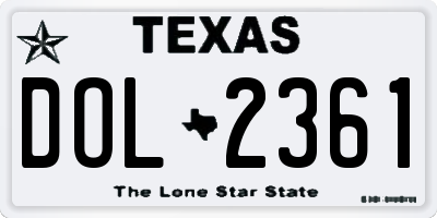 TX license plate DOL2361