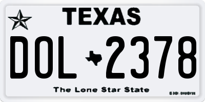 TX license plate DOL2378