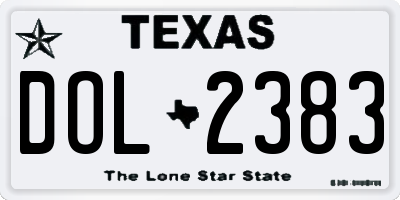 TX license plate DOL2383