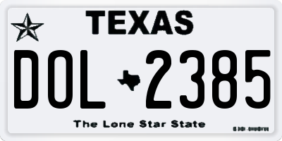 TX license plate DOL2385