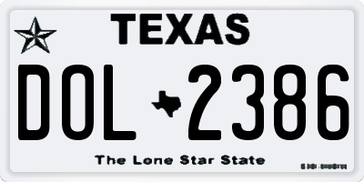 TX license plate DOL2386