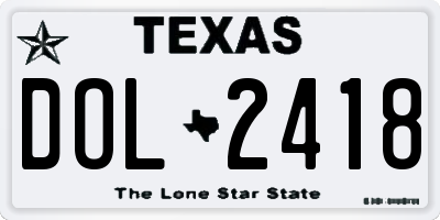 TX license plate DOL2418