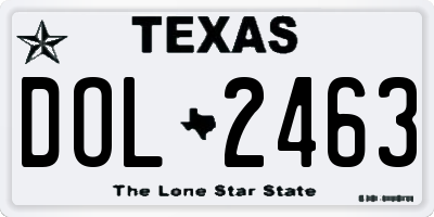 TX license plate DOL2463