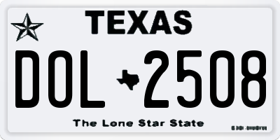 TX license plate DOL2508