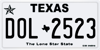 TX license plate DOL2523