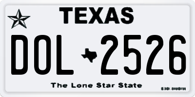 TX license plate DOL2526