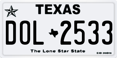 TX license plate DOL2533