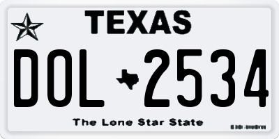 TX license plate DOL2534