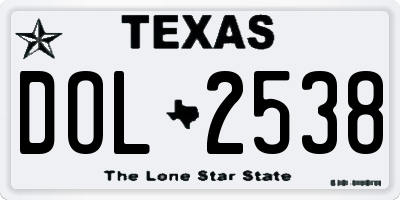 TX license plate DOL2538