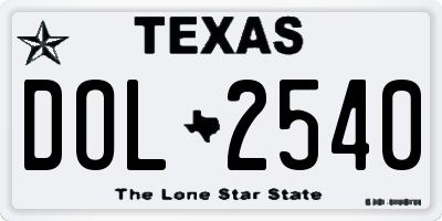 TX license plate DOL2540