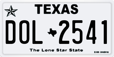 TX license plate DOL2541