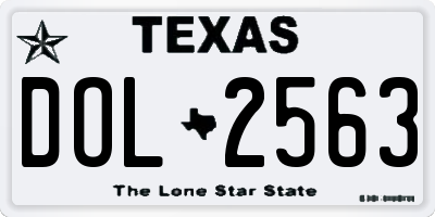 TX license plate DOL2563