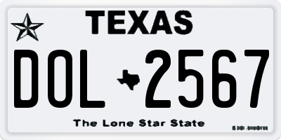 TX license plate DOL2567