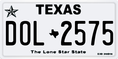 TX license plate DOL2575
