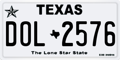 TX license plate DOL2576