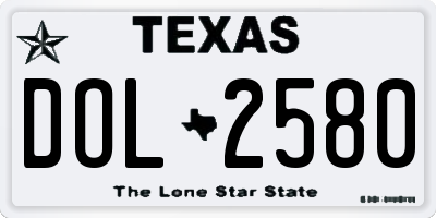 TX license plate DOL2580