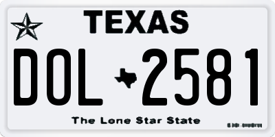 TX license plate DOL2581