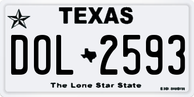 TX license plate DOL2593