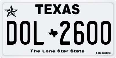 TX license plate DOL2600